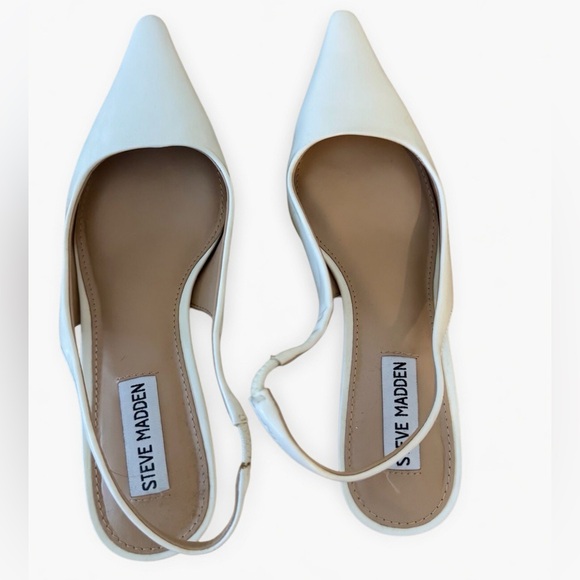 Steve Madden Shoes - Steve Madden | Kitten Heel Slingback — White, Size 7